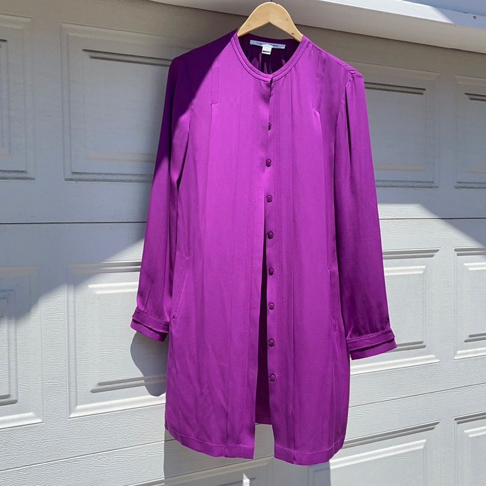 DVF magenta silk tshirt dress